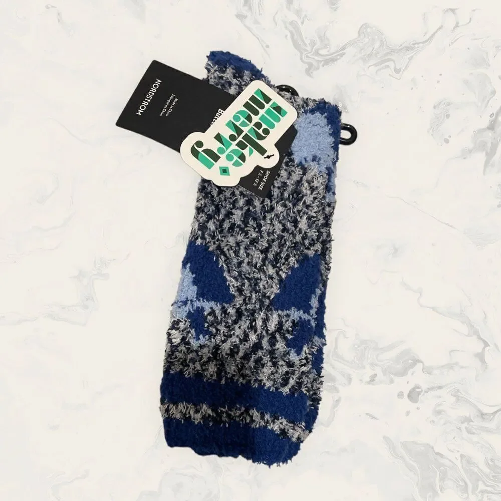 NWT Nordstrom Bundle of Three Crew Butter Socks - Size 7 1/2 - 12 1/2- Blu/ red